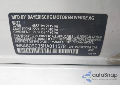 2017 BMW 330I xDrive из США, поврежденный, VIN WBA8D9C35HA011578